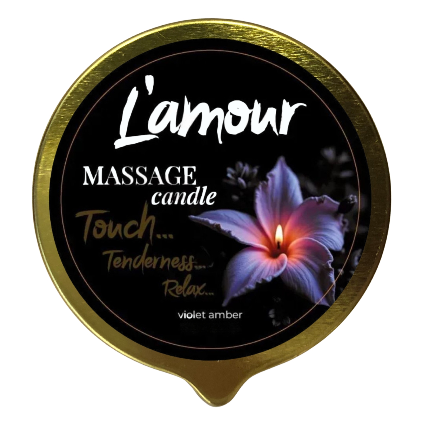 Масажна свічка, 70 мл, L'amour Violet Amber сандал + ваніль + фіалка