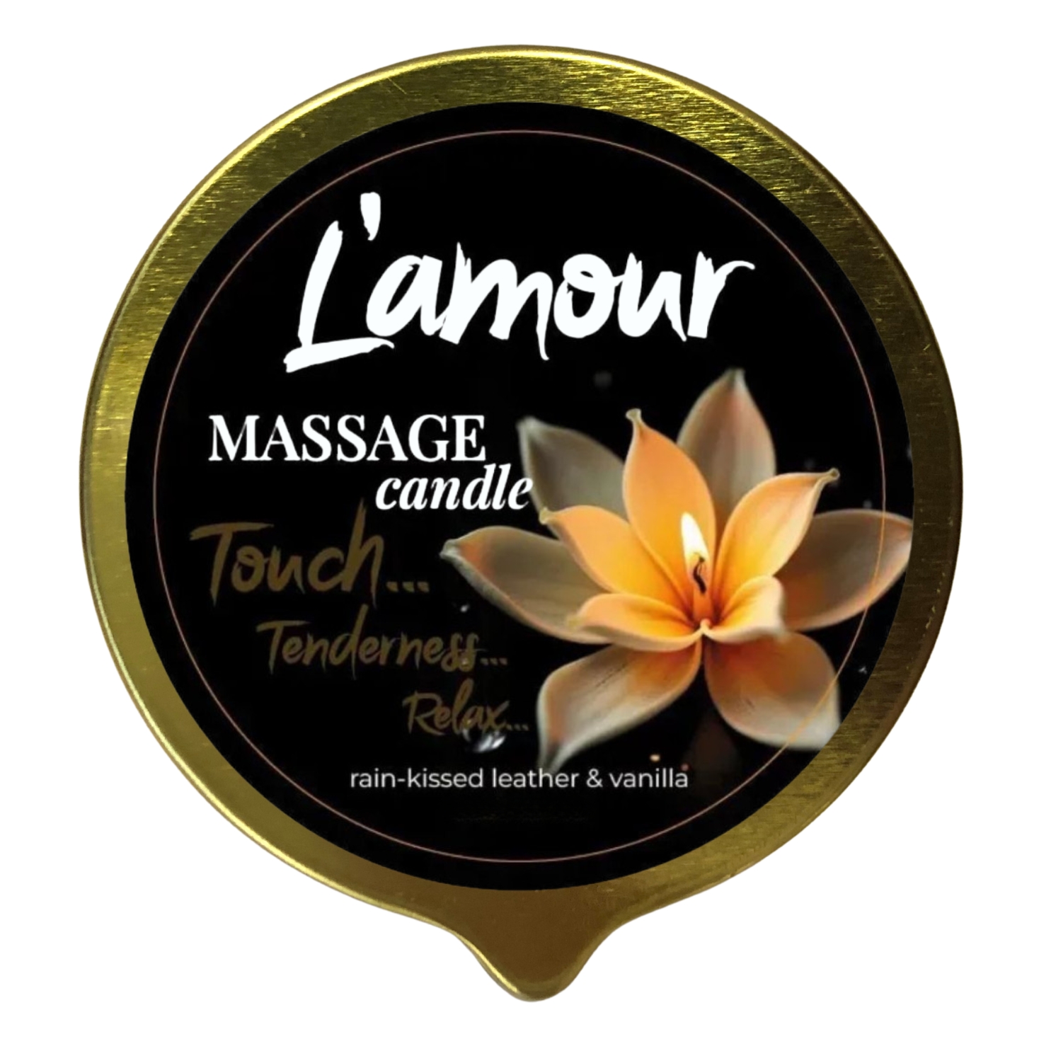Масажна свічка, 70 мл, L'amour Rain-Kissed Leather and Vanilla шкіра + ваніль + амбра