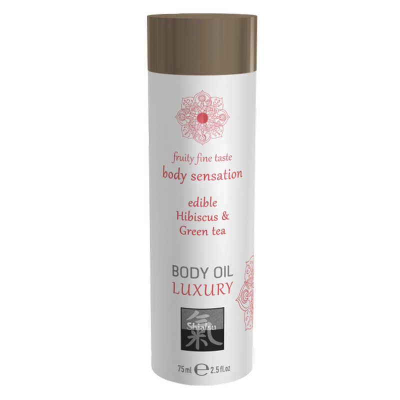Масажна олійка їстівна HOT Body Oil Luxury зі смаком гібіскуса та зеленого чаю, 75 мл