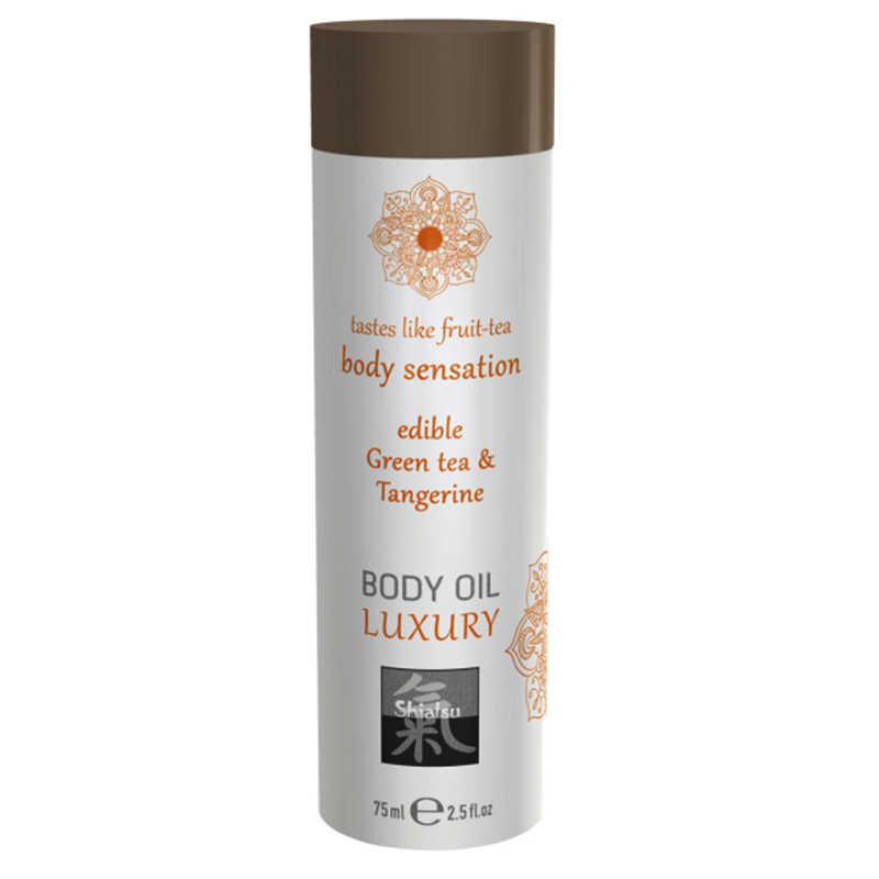 Масажна олійка їстівна HOT Body Oil Luxury зі смаком зеленого чаю та мандарина, 75 мл