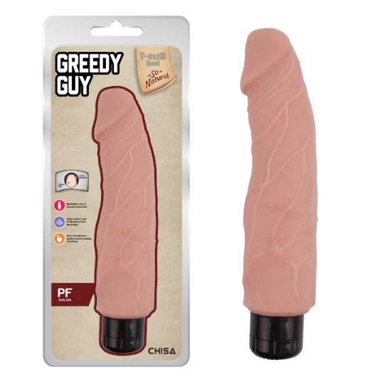 Вібратор із кібершкіри Chisa Greedy Guy Flesh, реалістичний, 20 см х 5.5 см