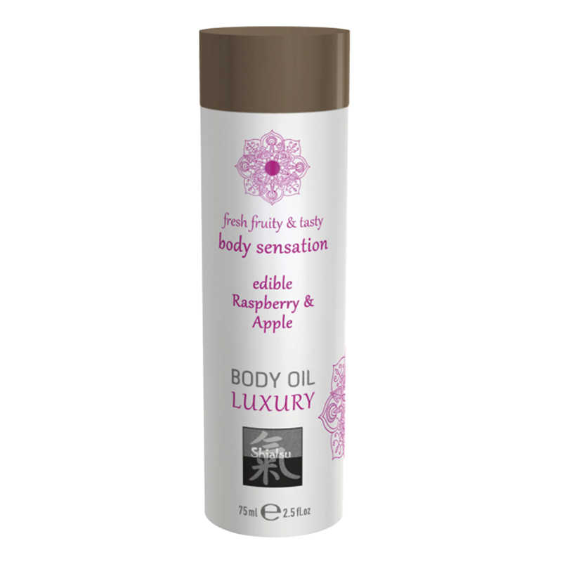Масажна олійка їстівна HOT Body Oil Luxury зі смаком малини та яблука, 75 мл