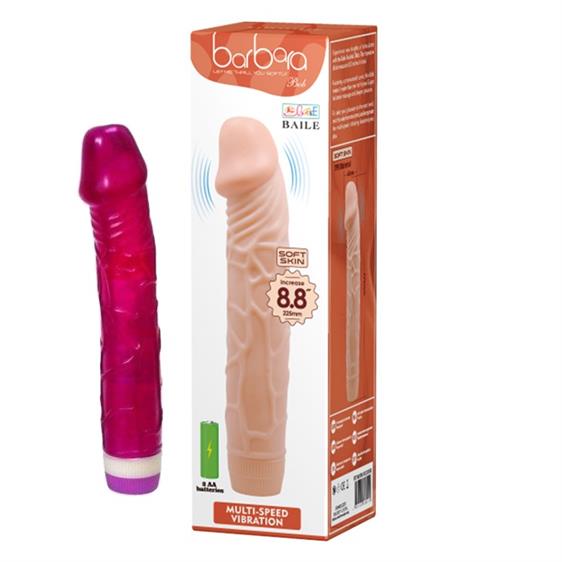 Вібратор реалістичний Barbara Classic Jelly, фіолетовий, 23 см
