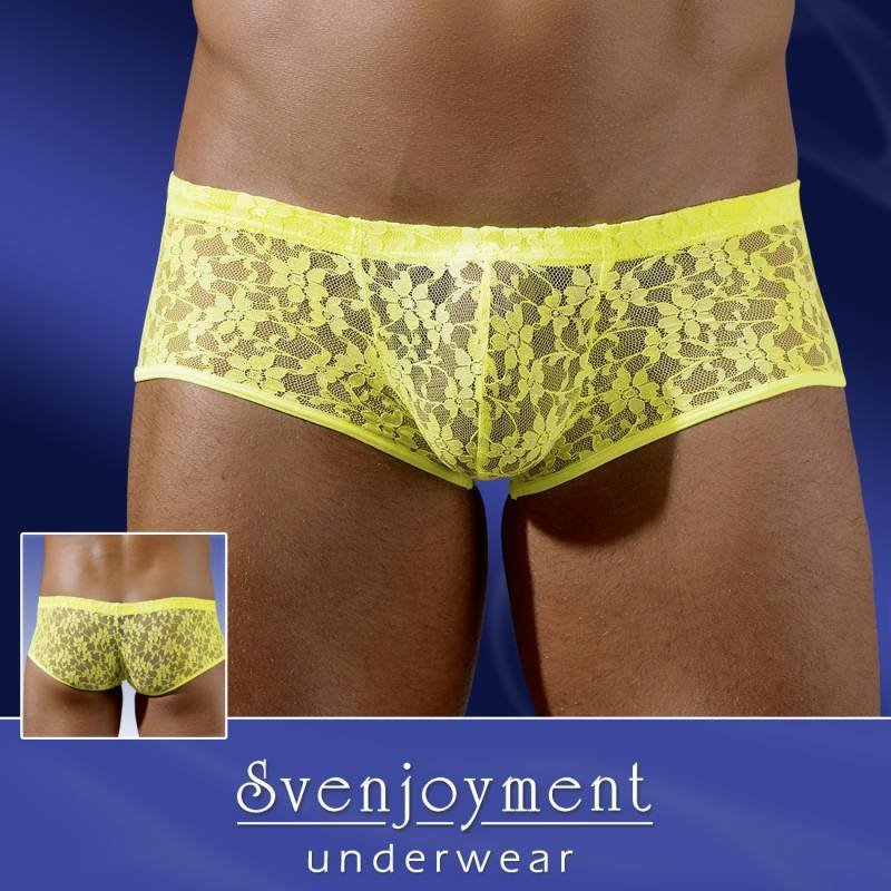 Еротичні шортики чоловічі мереживні, Жовті( One size)